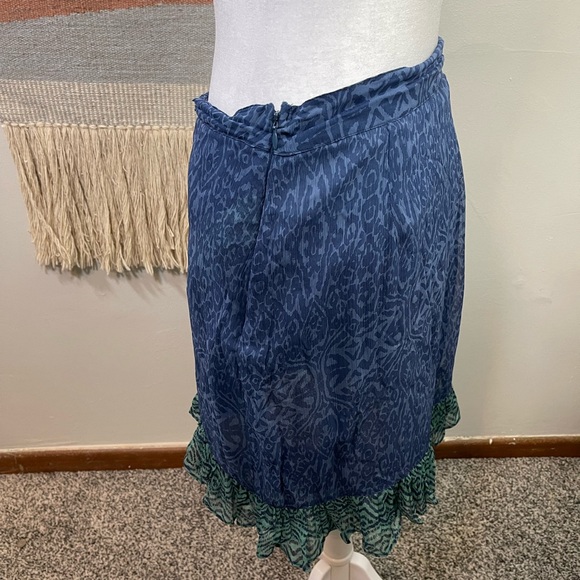 Free people Blue Boho Ruffle Flare Mini skirt Size 2 - Picture 4 of 8